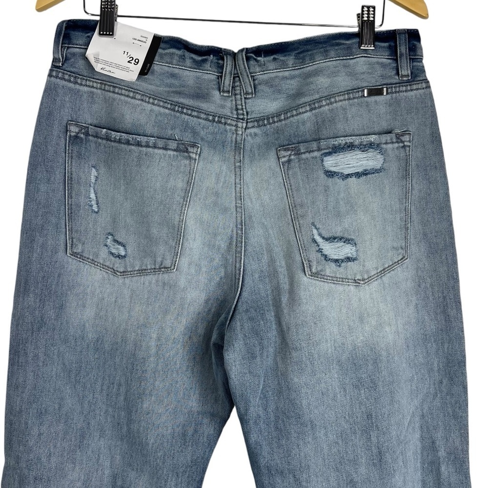 KANCAN  11/29 90's flare distressed acid washed button fly Jeans Long inseam - Picture 6 of 7